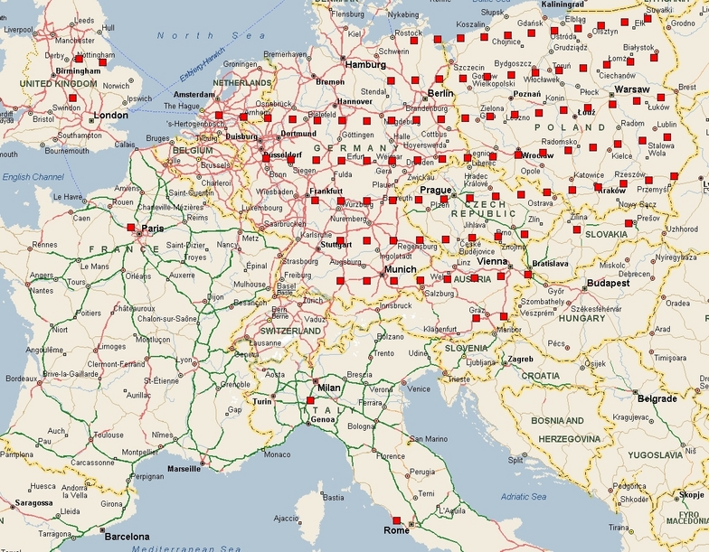 My 100 unique confluence points (© Microsoft AutoRoute 2002)