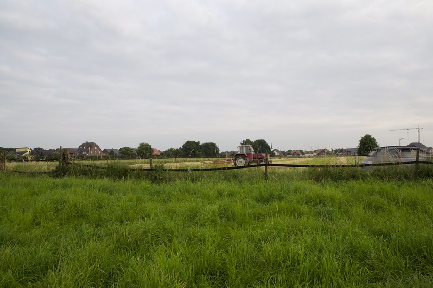 View South (The "Mercatorpunkt" lies next to the tree on the right-hand side of the photo, behind the passing car)