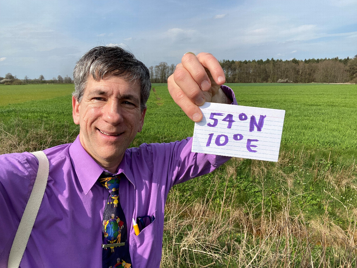 Joseph Kerski at the confluence site. 