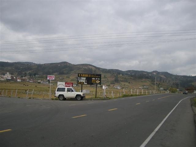 Our car at the turnoff from the panamerican, the confluence is situated on the small hills in the background