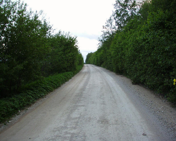 Looking west along the road