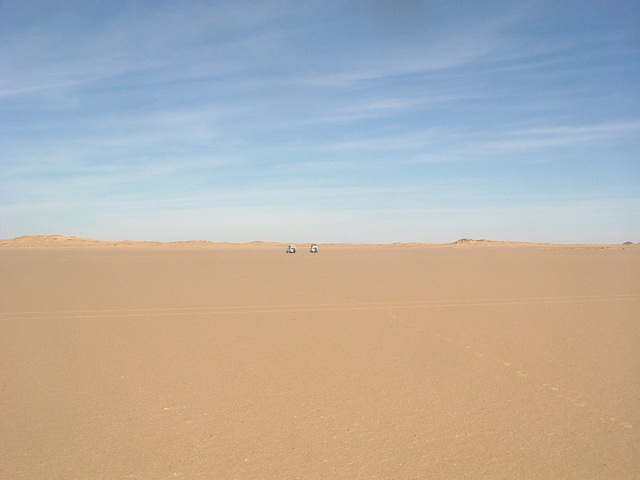 Confluence area with our vehicles in the background