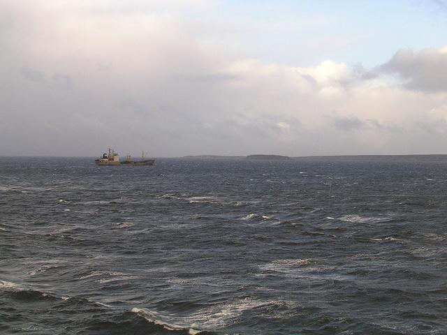 View SW to Grand Jason Island (Isla Rasa Grande) from the Confluence