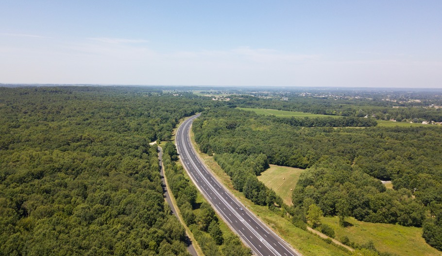 View West, from 100 m above the point