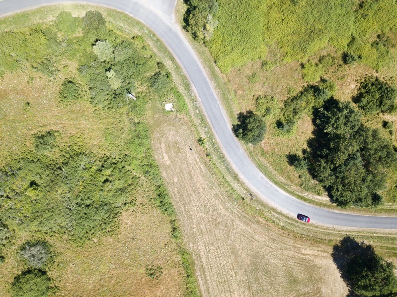 Looking down on the point from 100 m above