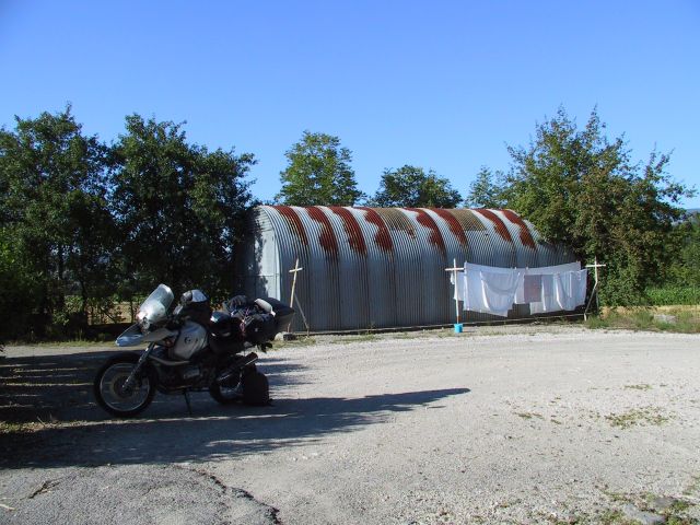 The restaurant parking lot 20 meters from the confluence