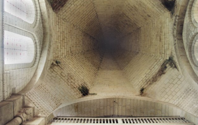 Roof construction, in inside view