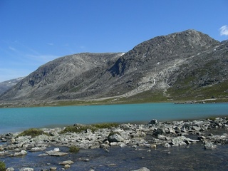 #1: View NE over the first lake to the mountain ridge with CP