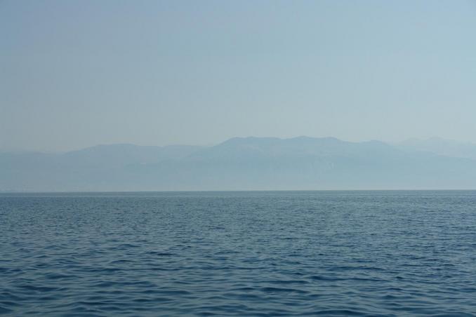 Looking east from confluence, mount Taygetos