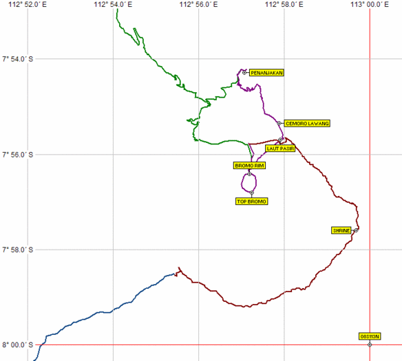 Map of the roads and trails we followed