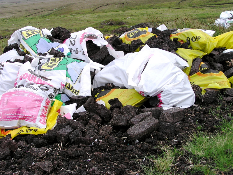 Cut peat bricks near the confluence point