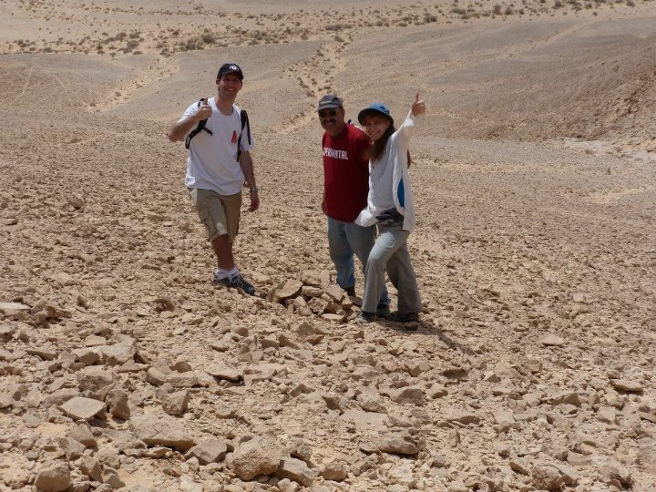 Jonathan, Uri, and Oran, at the "rujum" marker