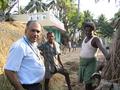 #3: R-to-L: Mr.Udaiyaar, his uncle and my father, in his front yard. Mr.U is leaning on his kiln (which marks the spot).