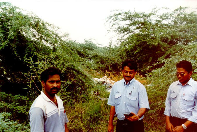 Mr Lakshminarayan with the GPS at the confluence point