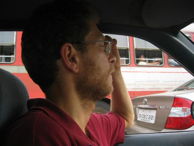 Rainer while stuck in Mumbai's Traffic