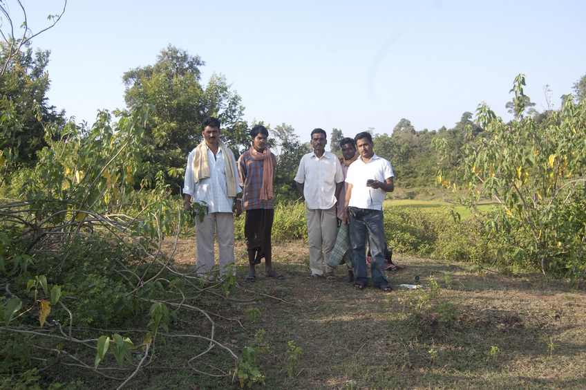 Kashinath  Sahoo  with Friends at  the  Confluence  Point