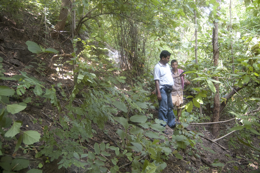 Kashinath  Sahoo  with Bhoi at  the  Confluence  Point