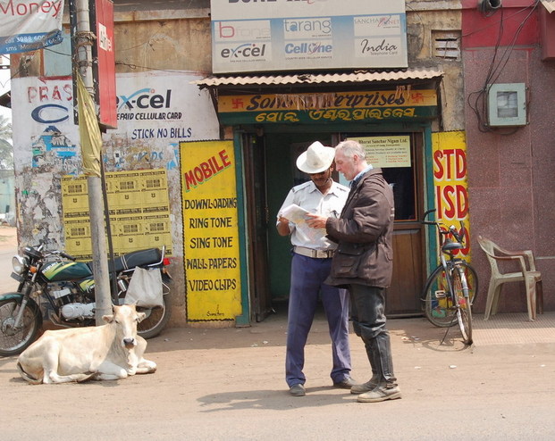 Consulting the local police about directions