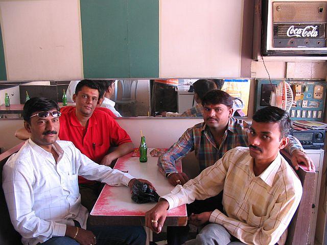 Dharmaraj, Chinmay, Manish and Jayendra at the Ice cream parlour