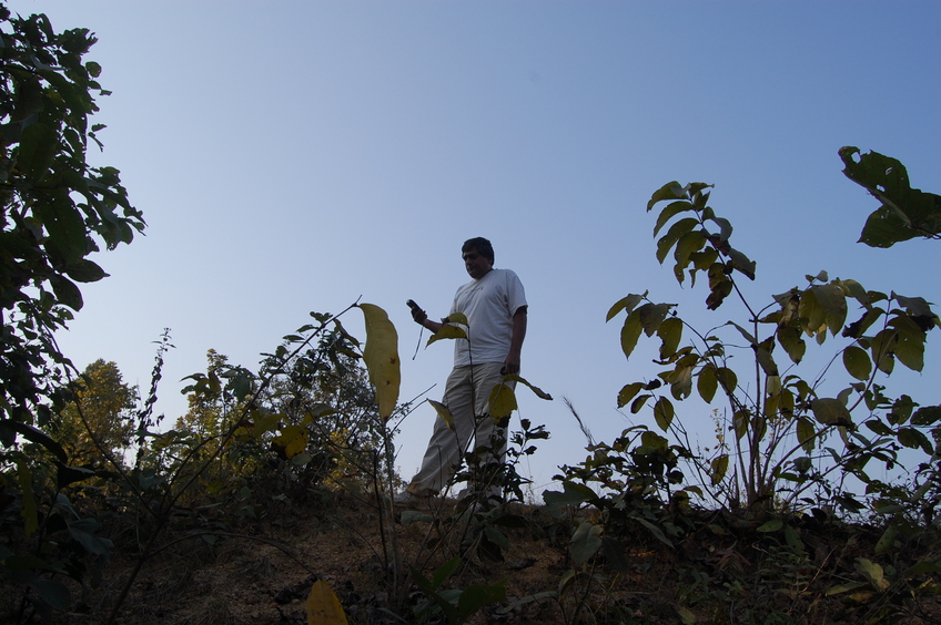 Anil  Kumar  Dhir  looking down from  the  Confluence  Point