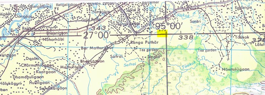 Detailed Map of Confluence 27N+95E