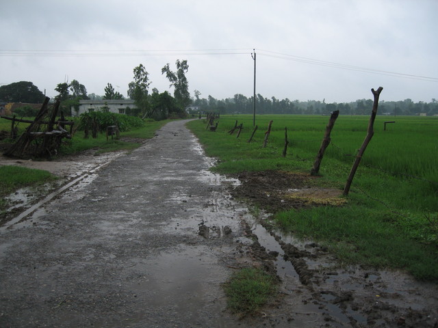 Farmland and a country road that leads to the cp