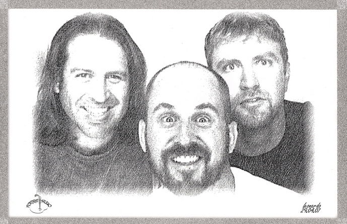 Warren, Doug, and Sam, courtesy of the Portrait Studio Machine on the drive home