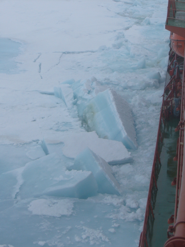 Thick chunks of broken ice