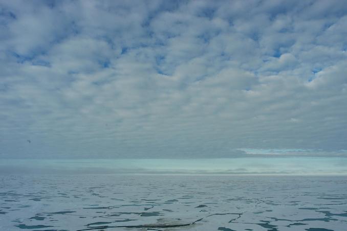 View standing over the geographic north pole -nothing than ice and a deep ocean