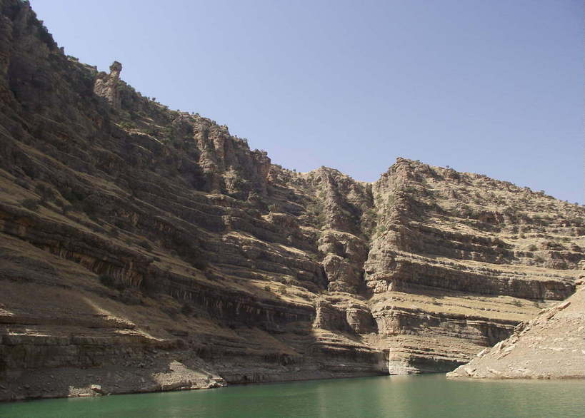 A river heading south from the confluence point