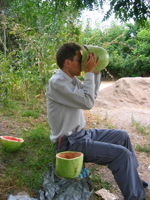 Having our daily watermelon