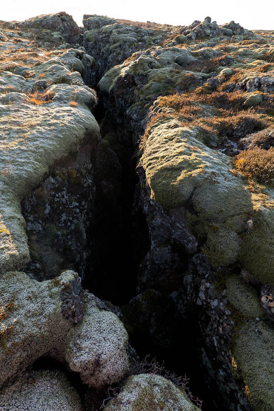 Open fissure in the lava field near CP