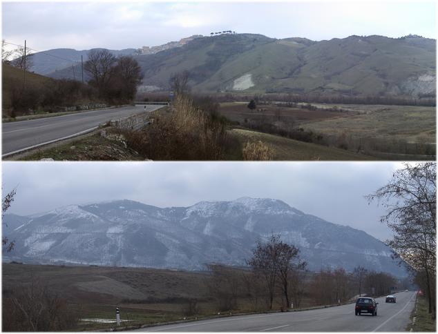 Along the river OFANTO - Calitri & snowy mountainous ridge