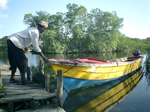 Mr. Two and his colorful boat.