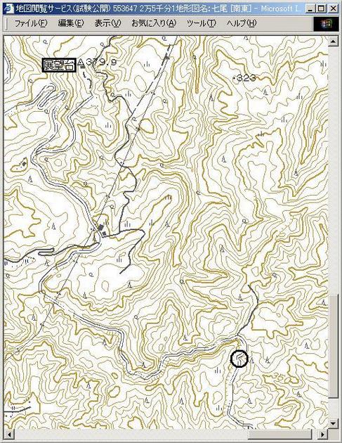 Map, target is marked with a circle.