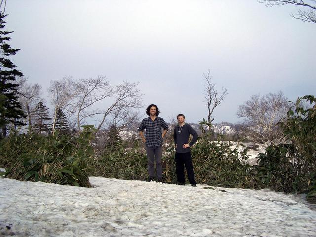 Victorious Jonathan on the left, Colin at right, about 20 meters up from the confluence