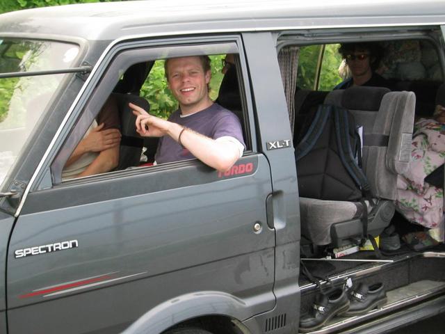 Our reconnaissance van with James in shotgun.