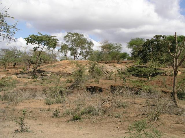 Rock outcroppings 200 meters from confluence have a scenic quality, even if they don't have the best pasture or crop potential