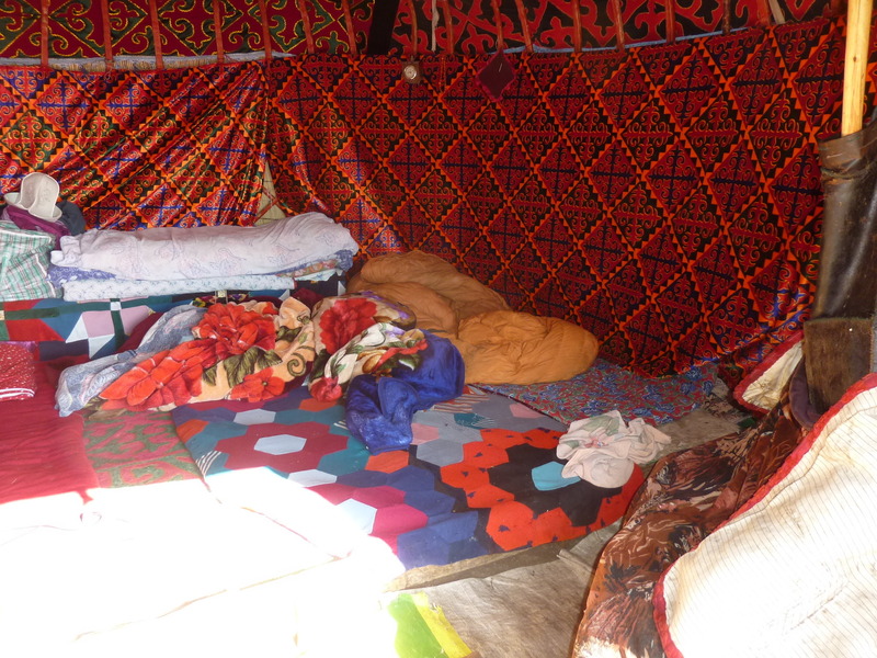 Inside the yurt