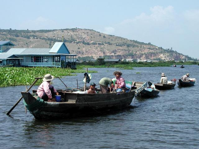 The only visible landmark in 30 km - blue building a floating church