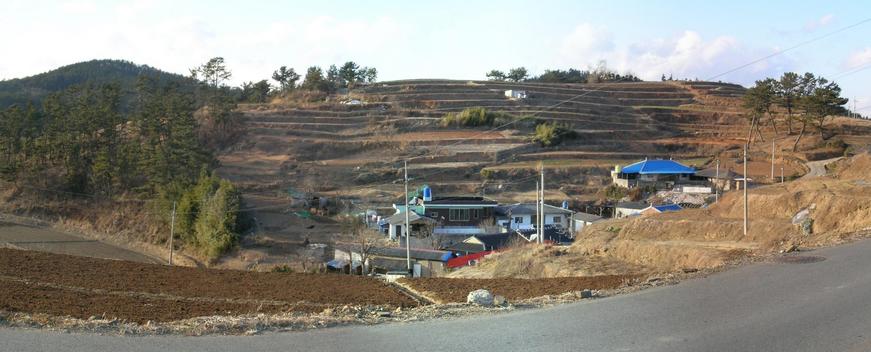 Village seen from the parking bay