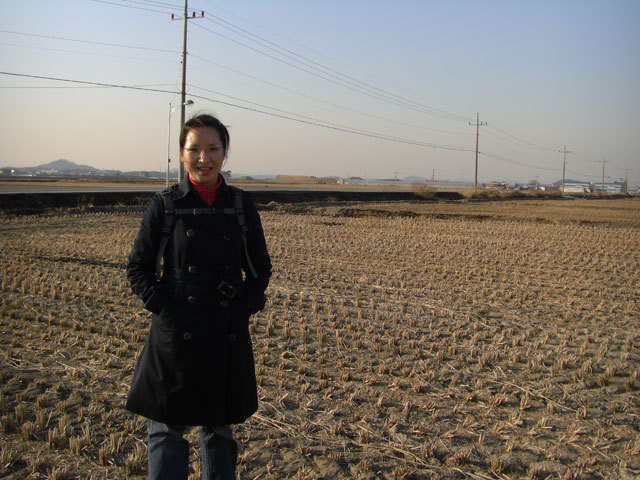 -- Looking north-west, as Sarah stands on the BESSEL version of the confluence