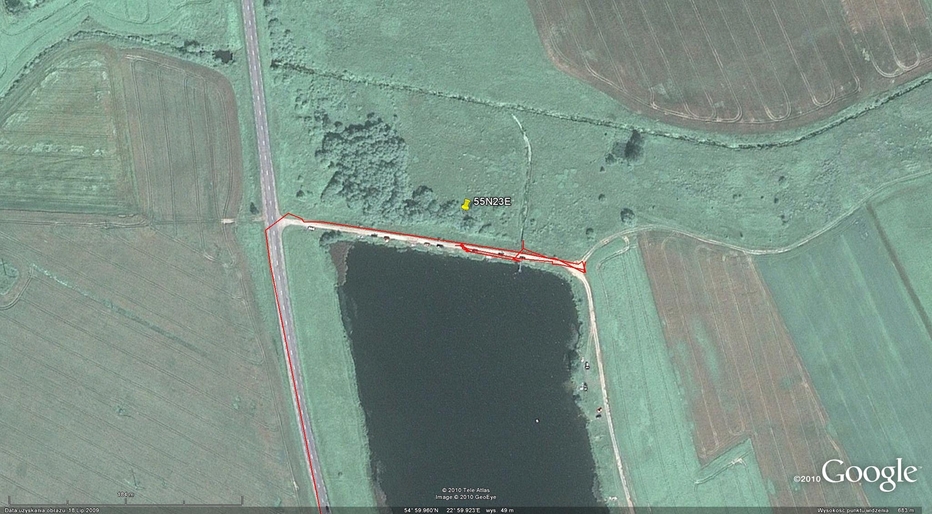 My track on the satellite image (© Google Earth 2010)