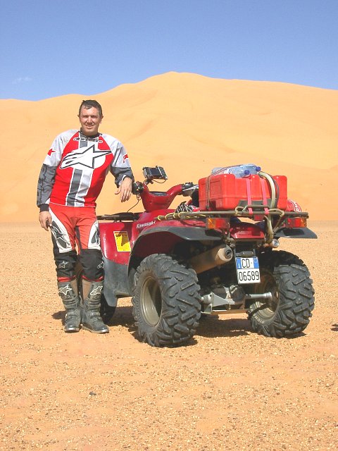 Andrea Faggian and his ATV Kawasaki 700 toward north