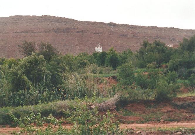 Village Tizi n-Girin above the Confluence, 300 m high cliff in the background