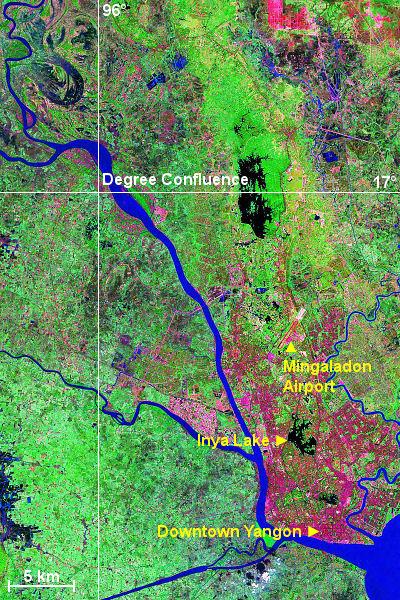 Satellite image of the degree confluence