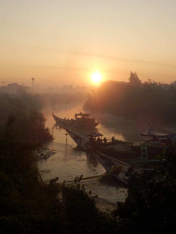 River crossing in the early morning