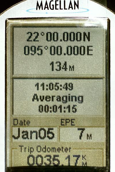 GPS receiver display at the degree confluence