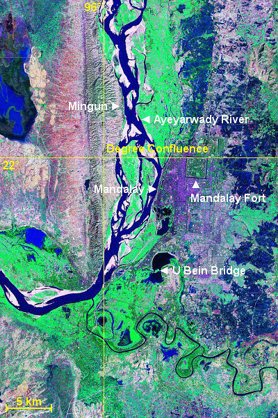 Satellite image of the degree confluence