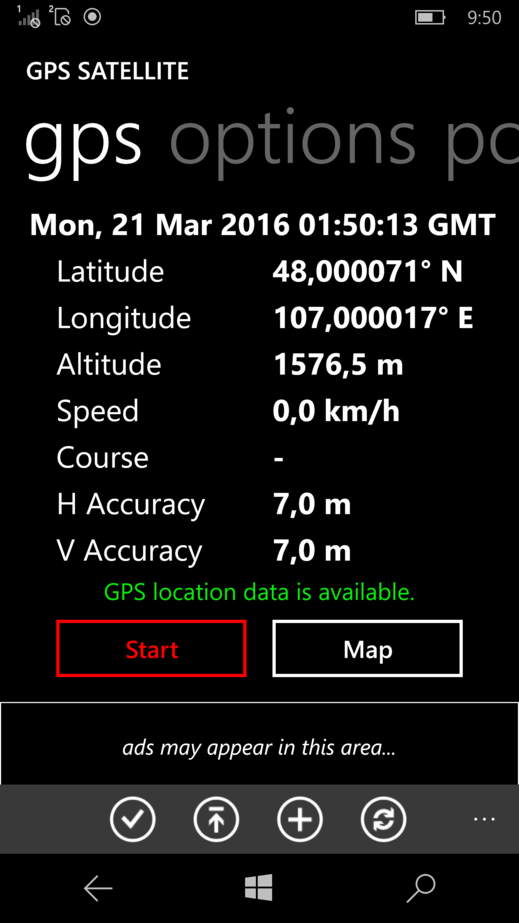 GPS reading